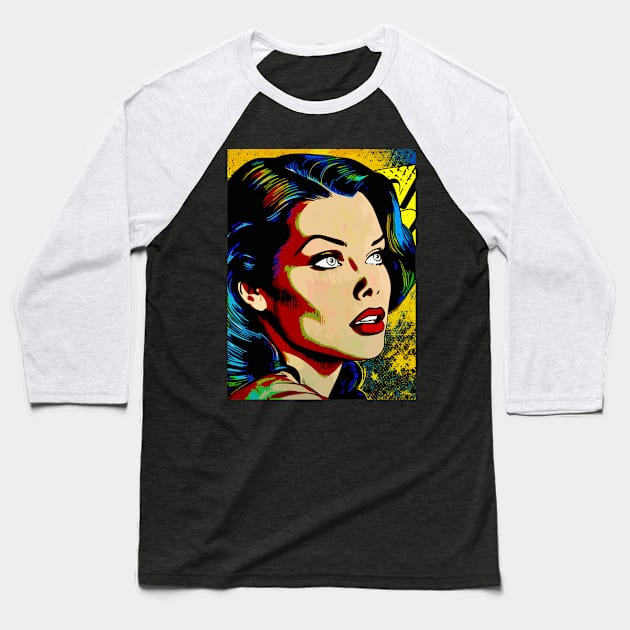 Pop Art Portrait - Retro Glamour Baseball T-Shirt by Astarteea